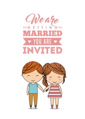 Couple cartoon icon. Invitation and save the date design. Vector