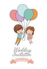 Couple cartoon icon. Invitation and save the date design. Vector