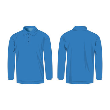 Light Blue Polo With Long Sleeve Isolated Vector