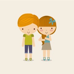 Couple of girl and boy icon. Kid and cute people design. Vector 