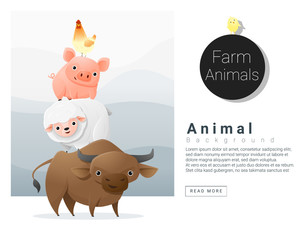 Farm animals background , vector , illustration