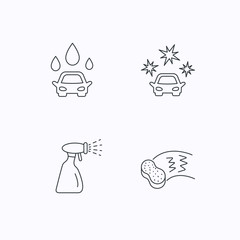 Car wash icons. Cleaning station linear signs.