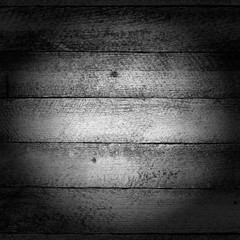 textured old wooden grunge background with horizontal barn boards. black and white toned photo with vignetting - obrazy, fototapety, plakaty