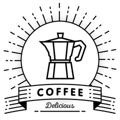 Vector Mocha Pot Icon with Linear Style