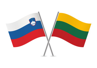 Slovenian and Lithuanian flags. Vector illustration.