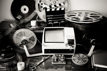 Movie editing vintage desktop