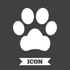 Fototapeta na wymiar Dog paw sign icon. Pets symbol.