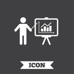 Presentation billboard sign icon. Diagram symbol.