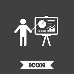 Presentation billboard sign icon. Diagram symbol.