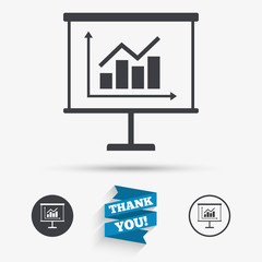 Presentation billboard sign icon. Diagram symbol