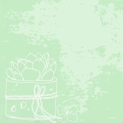 succulent vector with green dreamy background 