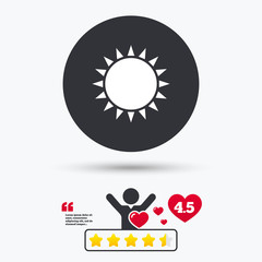 Sun icon. Sunlight summer symbol.