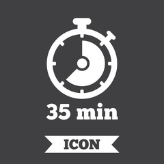 Timer sign icon. 35 minutes stopwatch symbol.