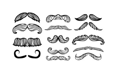 Vector mustache silhouette isolated