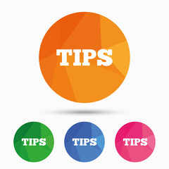 Tips sign icon. Service money symbol.