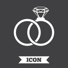 Wedding rings sign icon. Engagement symbol.