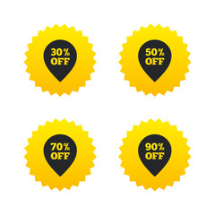 Sale pointer tag icons. Discount symbols.