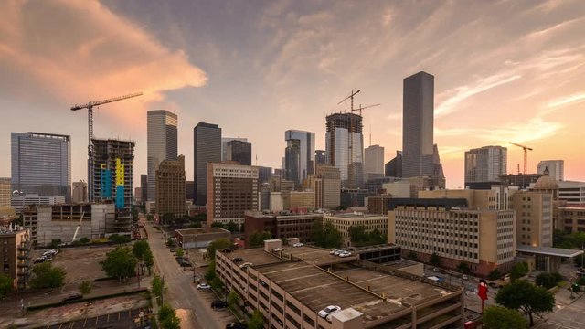 Houston, Texas, USA downtown skyline time lapse.