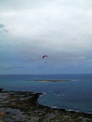 パラグライダー・沖縄
沖縄を旅行中、海沿いを散歩。　丁度この辺りはパラグライダーのメッカとか。