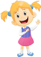 cute little girl waving hand