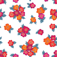 Floral bouquet seamless pattern. Flower rose background. Flourish ornamental wallpaper