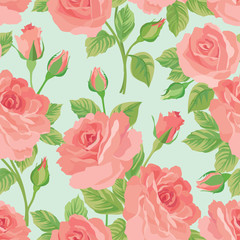 Floral bouquet seamless pattern. Flower rose background. Flourish ornamental wallpaper