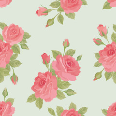 Floral bouquet seamless pattern. Flower rose background. Flourish ornamental wallpaper