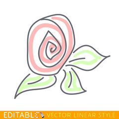 Flower. Abstract icon. Editable vector graphic in linear style.