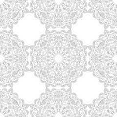 Black and white snowflake for coloring book. Seamless Christmas pattern.