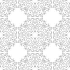 Black and white snowflake for coloring book. Seamless Christmas pattern.
