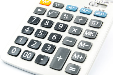 Close up image of Calculator isolated in white background
