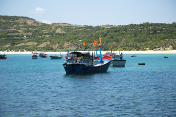 Fototapeta premium fishing boats in the Bay of South China sea