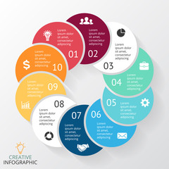 Vector circle arrows infographic, cycle diagram, graph, presentation chart. Business concept with 10 options, parts, steps, processes.