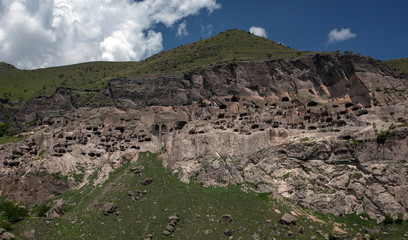 landscape with an ancient monastery complex of Vardzia, Georgia