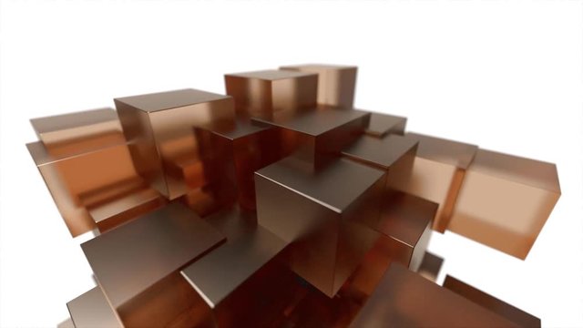 Glass blocks cubes floating interlocking abstract tech motion background loop 4k
