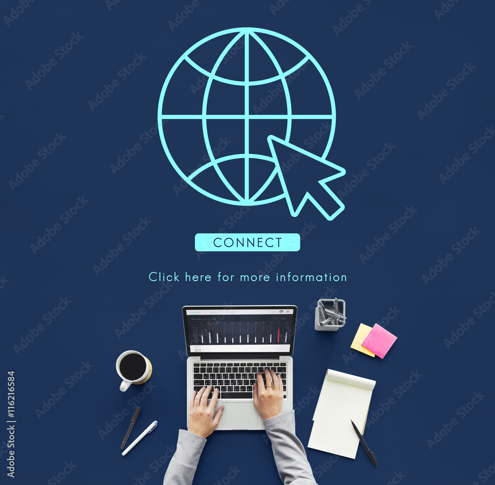 Wall mural global network connection technology concept