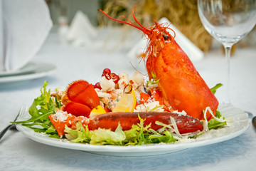the lobster salad, the lobster salad served in the restaurant