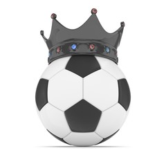 Soccer ball with black crown on white background. 3D rendering.