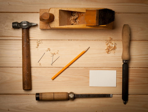old carpenter's tools for working with wood