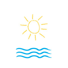 Sun and sea brush vector