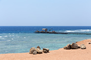 Fototapeta na wymiar Red sea coastline with diving pier, Egypt