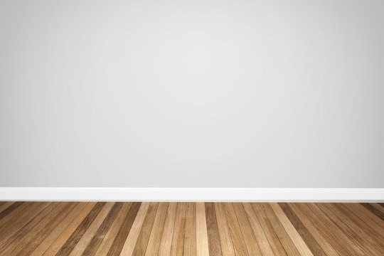Gray tone colors wall & wood floor interior,3D illustration