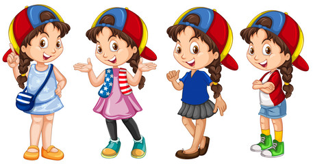 Cute girl in different outfit