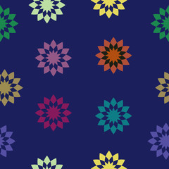 Multicolored stars on a blue background. seamless pattern.