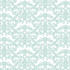 Vector Baroque pattern with Damask ornament. Vintage element. Ornamental floral decor.  Blue color ornament