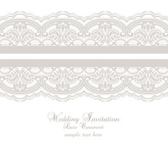 Wedding Lace Invitation Card. Vintage lace pattern Vector