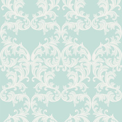 Fototapeta premium Vector Baroque Vintage floral Damask pattern. Luxury Classic ornament, Royal Victorian texture for wallpapers, textile, fabric. Opal blue color