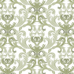 Vector damask pattern ornament. Exquisite Baroque element template. Classical luxury fashioned damask ornament, Royal Victorian texture for wallpapers, textile, wrapping. Lint green color