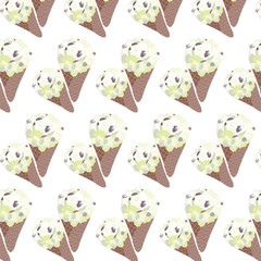 Vector Ice cream Vanilla waffle cones Isolated on white background