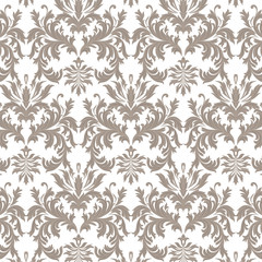 Vector Baroque Vintage floral Damask pattern. Luxury Classic ornament, Royal Victorian texture for wallpapers, textile, fabric. Brown color